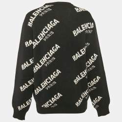 Balenciaga Black Logo Jacquard Knit Jumper L