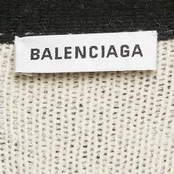 Pre Owned Balenciaga Black Logo Jacquard Knit Long Archetype Cardigan M