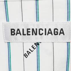 Balenciaga White Stripe Print Cotton Button Front Oversized Shirt S