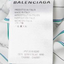 Balenciaga White Stripe Print Cotton Button Front Oversized Shirt S