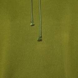 Pre Owned Balenciaga Green Logo Print Cotton Hooded Sweatshirt L