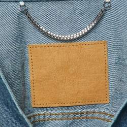 Pre Owned Balenciaga Blue Denim Distressed Collar Detail Oversized Jacket M