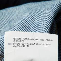 Pre Owned Balenciaga Blue Denim Distressed Collar Detail Oversized Jacket M