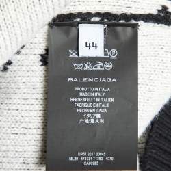 مملوكة مسبقًا Balenciaga Black All Over Logo Wool Knit Sweater L