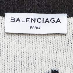 مملوكة مسبقًا Balenciaga Black All Over Logo Wool Knit Sweater L