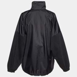 Pre Owned Balenciaga Black Logo Print Nylon & Denim Windbreaker Jacket S