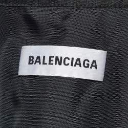 Pre Owned Balenciaga Black Logo Print Nylon & Denim Windbreaker Jacket S