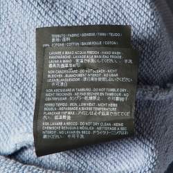 Balenciaga Pale Blue Logo Print Cotton Hooded Sweatshirt L