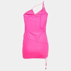 Balenciaga Fuchsia Pink Jersey Asymmetric Mini Dress M