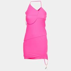 Balenciaga Fuchsia Pink Jersey Asymmetric Mini Dress M