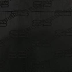 Pre Owned Balenciaga Black Logo Jacquard Crepe Midi Skirt M