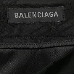 Pre Owned Balenciaga Black Logo Jacquard Crepe Midi Skirt M