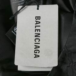 Pre Owned Balenciaga Black Logo Jacquard Crepe Midi Skirt M