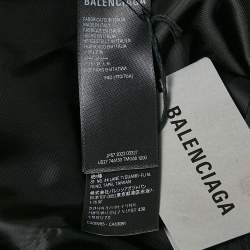 Pre Owned Balenciaga Black Logo Jacquard Crepe Midi Skirt M