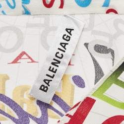 مملوكة مسبقًا Balenciaga Multicolor Silk Logo Print Tie-Up Neck Detail Blouse S