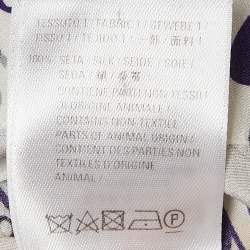 مملوكة مسبقًا Balenciaga Multicolor Silk Logo Print Tie-Up Neck Detail Blouse S