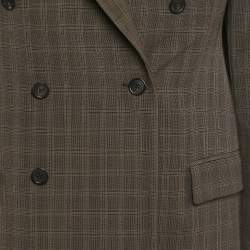 Pre Owned Balenciaga Grey Prince Of Wales Check Wool Blend Double Breasted Blazer S