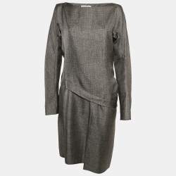Balenciaga Grey Wool Blend Midi Dress L