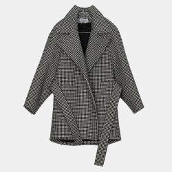 Balenciaga Houndstooth Check Wool Cashmere Coat Size 32