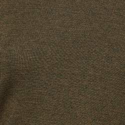 Pre Owned Balenciaga Green Wool Knit Turtle Neck Midi Dress S