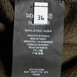 Pre Owned Balenciaga Green Wool Knit Turtle Neck Midi Dress S