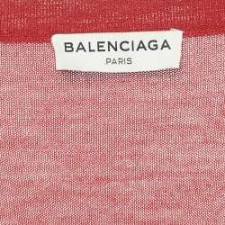Balenciaga Red Knit V-Neck Sweatshirt L