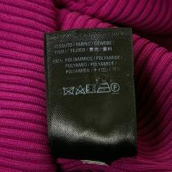 Pre Owned Balenciaga Purple Logo Print Rib Knit Long Sleeve Jumper M