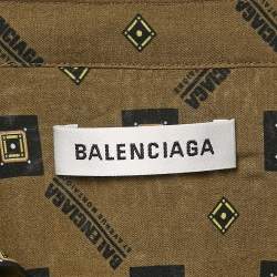 Balenciaga Green Geometric Print Crepe Loose Fit Shirt M