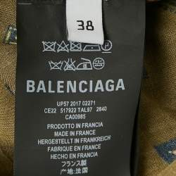 Balenciaga Green Geometric Print Crepe Loose Fit Shirt M