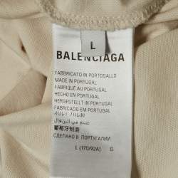 مملوكة مسبقًا Balenciaga Unisex Cream Logo Print Crewneck T-Shirt L