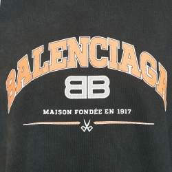 مملوكة مسبقًا Balenciaga Unisex Black Logo Print Distressed T-Shirt M