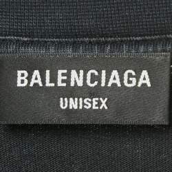 مملوكة مسبقًا Balenciaga Unisex Black Logo Print Distressed T-Shirt M