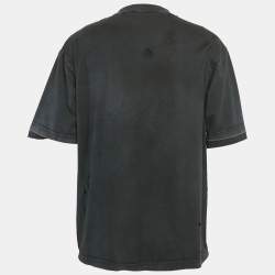 مملوكة مسبقًا Balenciaga Unisex Black Logo Print Distressed T-Shirt M