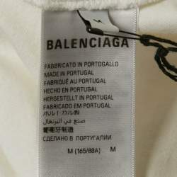 Pre Owned Balenciaga White Printed Cotton Crew Neck Oversized T-Shirt M