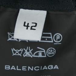 Pre Owned Balenciaga Black Satin Straight Leg Trousers L