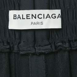 Pre Owned Balenciaga Black Satin Straight Leg Trousers L