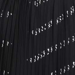 Balenciaga Black All-Over Logo Print Knit Pleated Midi Skirt M