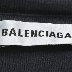 Pre Owned Balenciaga Faded Black Logo Print Jersey Crewneck T-Shirt M