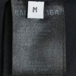 Pre Owned Balenciaga Faded Black Logo Print Jersey Crewneck T-Shirt M