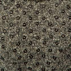 Balenciaga Black/White Eyelet and Ring Embellished Tweed Halter Neck Top M