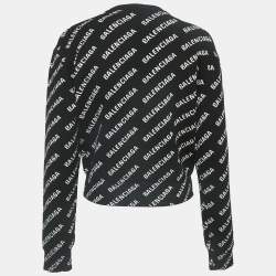 Balenciaga Black Logo Jacquard Knit Long Sleeve Sweater S