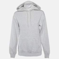 Balenciaga Grey Logo Applique Hooded Sweatshirt S