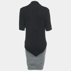 Pre Owned Balenciaga Monochrome Rib Knit T-Shirt Dress M
