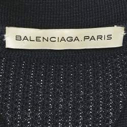 Pre Owned Balenciaga Monochrome Rib Knit T-Shirt Dress M