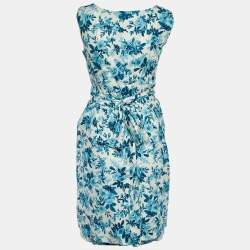 Pre Owned Balenciaga White Floral Printed Cotton Layered Sleeveless Mini Dress M