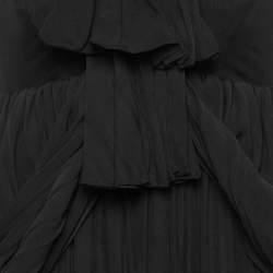 Balenciaga Black Silk Chiffon Draped Mini Dress M