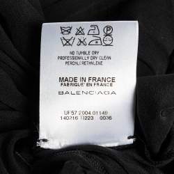 Balenciaga Black Silk Chiffon Draped Mini Dress M