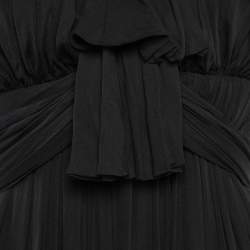 Balenciaga Black Silk Chiffon Draped Mini Dress M