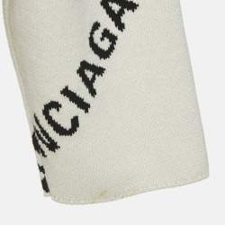 Balenciaga Off-White Monogram Jacquard Knit Crew Neck Sweater S