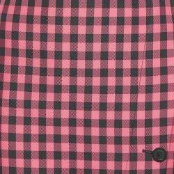 Balenciaga Pink Gingham Check Twill Pencil Skirt S